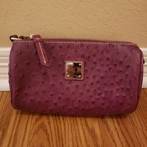 Dooney and Bourke plum ostrich leather barrel bag